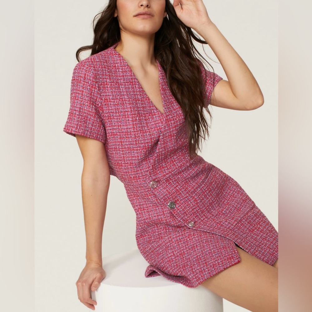 Maje Pink Tweed Dress